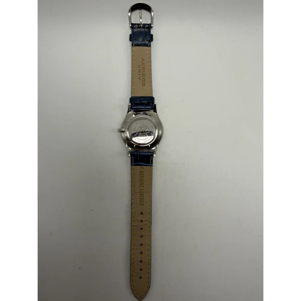 Akribos XXIV New Battery Diamond Mens Watch AK464BU 35MM 7.75
